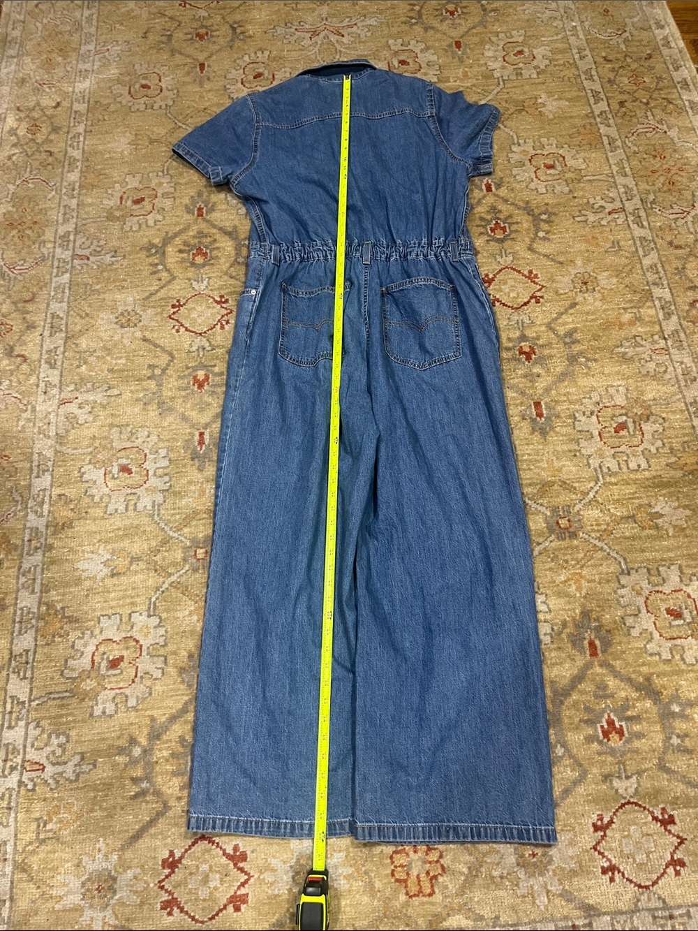 Levi’s Women’s Classic Blue Denim Short Sleeve Jumpsuit - Size XL - Picture 9 of 11